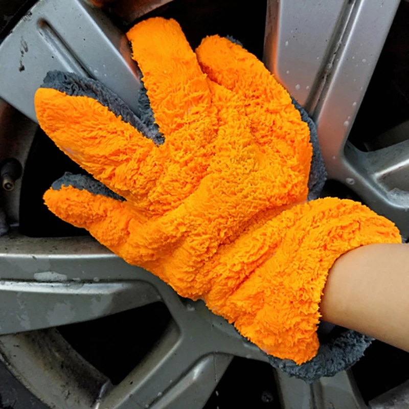 Luvas Coral Fleece Dupla Face para Lavagem De Carro, Toalha De Pelúcia Grossa, Toalhas De Polimento, Acessórios De Luvas, Luvas Para Polimento E