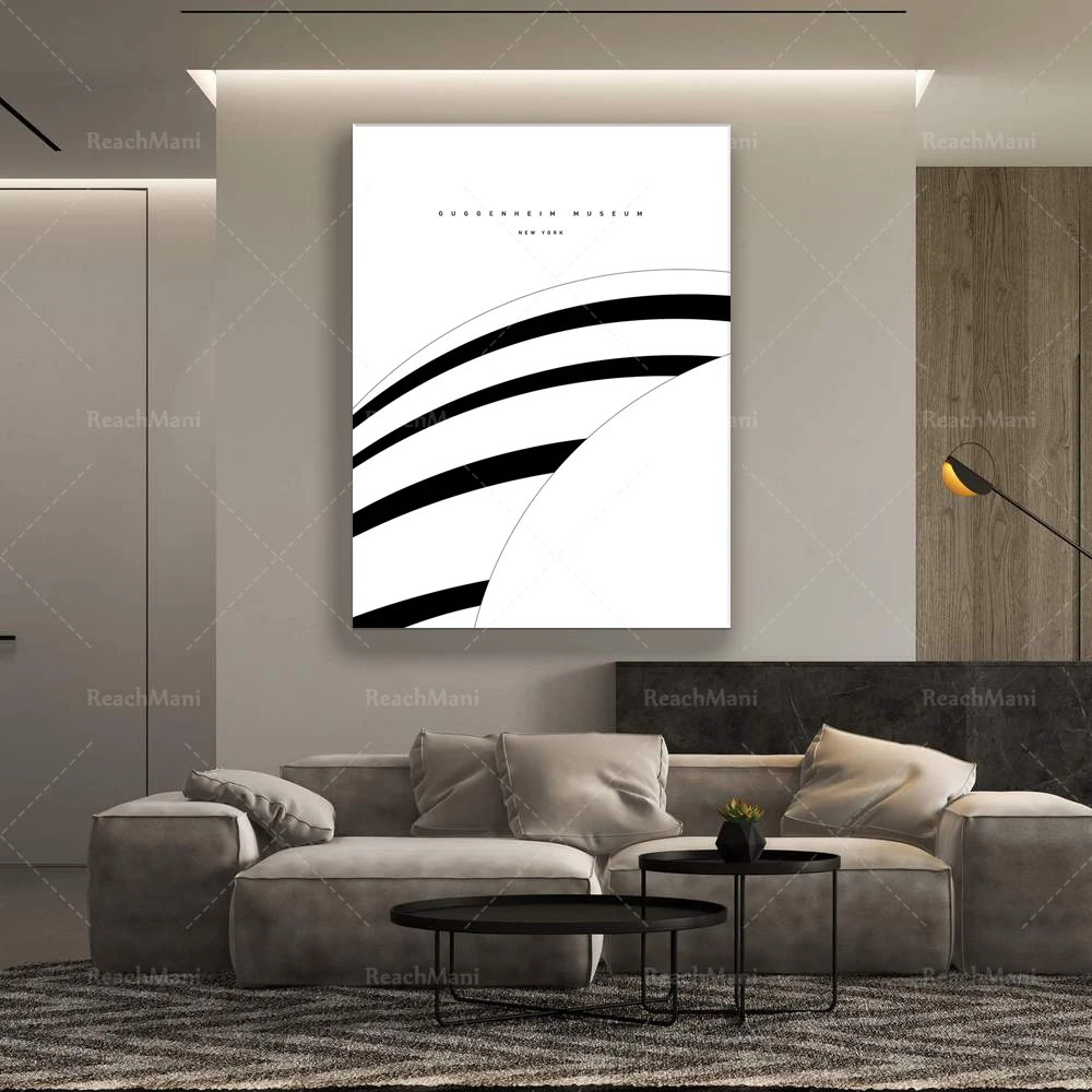 Illustration Modern architecture. Architecture icon of the '900. Minimal style. Gift for an architect. Office Decor.