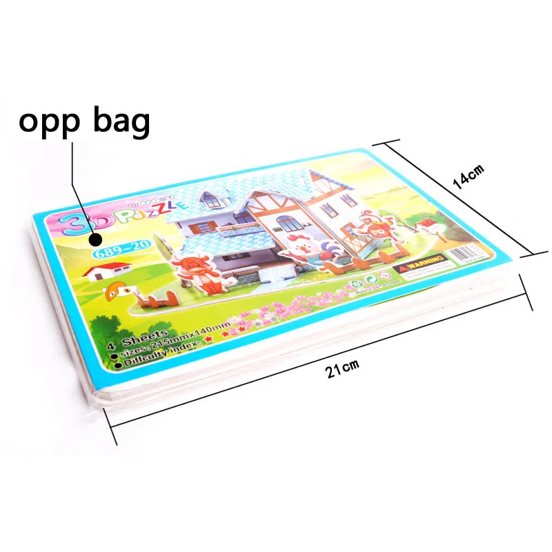 Çocuklar 3D Stereo bulmaca karikatür evi kale yapı modeli DIY el yapımı erken öğrenme eğitici oyuncaklar çocuklar için hediye