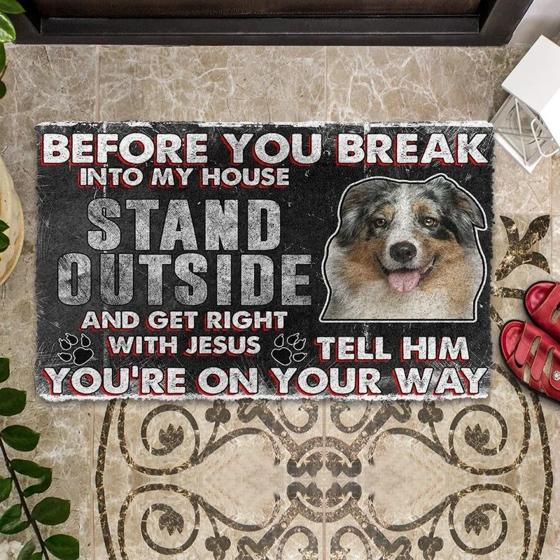 

Bullmastiff Before You Break Into My House Doormat Decor Print Animal Dog Floor Door Mat Non-Slip 3D Soft Flannel Carpet