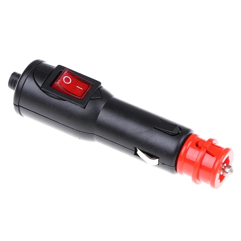 NEW 1PCS 12V-24v High Power Male Car Cigarette Lighter Socket Plug Connector With Red On/off Switch