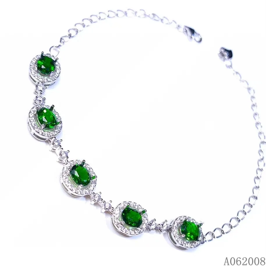 

KJJEAXCMY fine jewelry 925 sterling silver inlaid natural diopside bracelet noble female new support testing