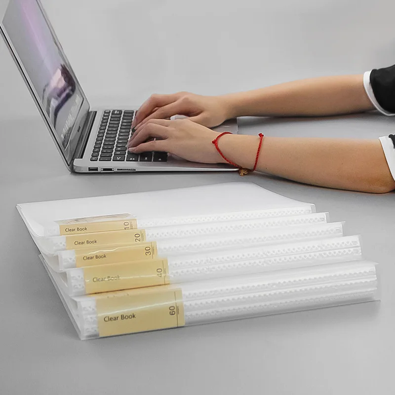 A4 File Bag Data Book 10/20/40/60/80/100 Pages Large Capacity File Folder Portfolio Display Book Office Stationery Drop Shipping