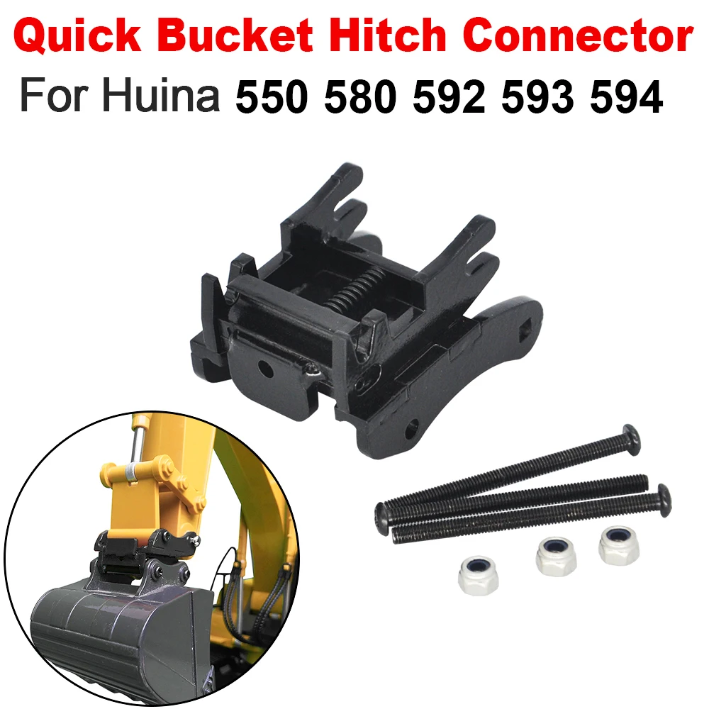 

For Huina Quick Hitch Bucket Metal Black Connector Upgrade HUINA 1593 1594 1550 1580 1592 RC Excavator Models Parts