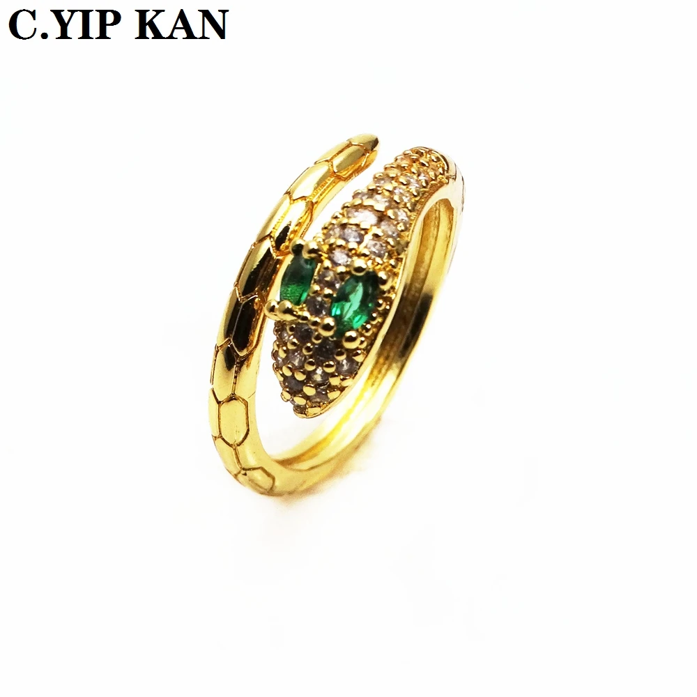 Hot selling adjustable size open crystal women's rings with miniature zircon snake rings fashion girls party jewelry gift