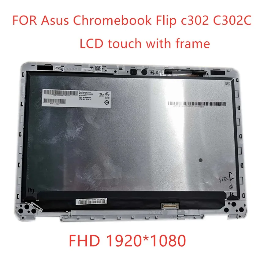 

Replacement 12.5" FHD (1920x1080) LCD Screen LED Display + Touch Digitizer + Bezel Assembly for Asus Chromebook Flip c302 C302CA