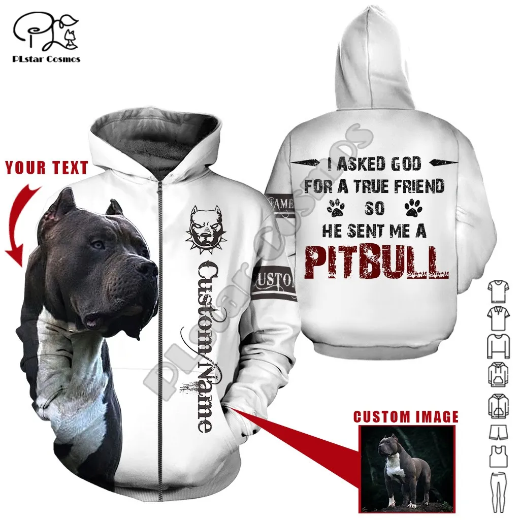 PLstar Cosmos Pit Bull Dog Terrier 3D Printed Animal Hoodies Sweatshirts Zip Hooded For Man/Woman Casual Streetwear Style-P07