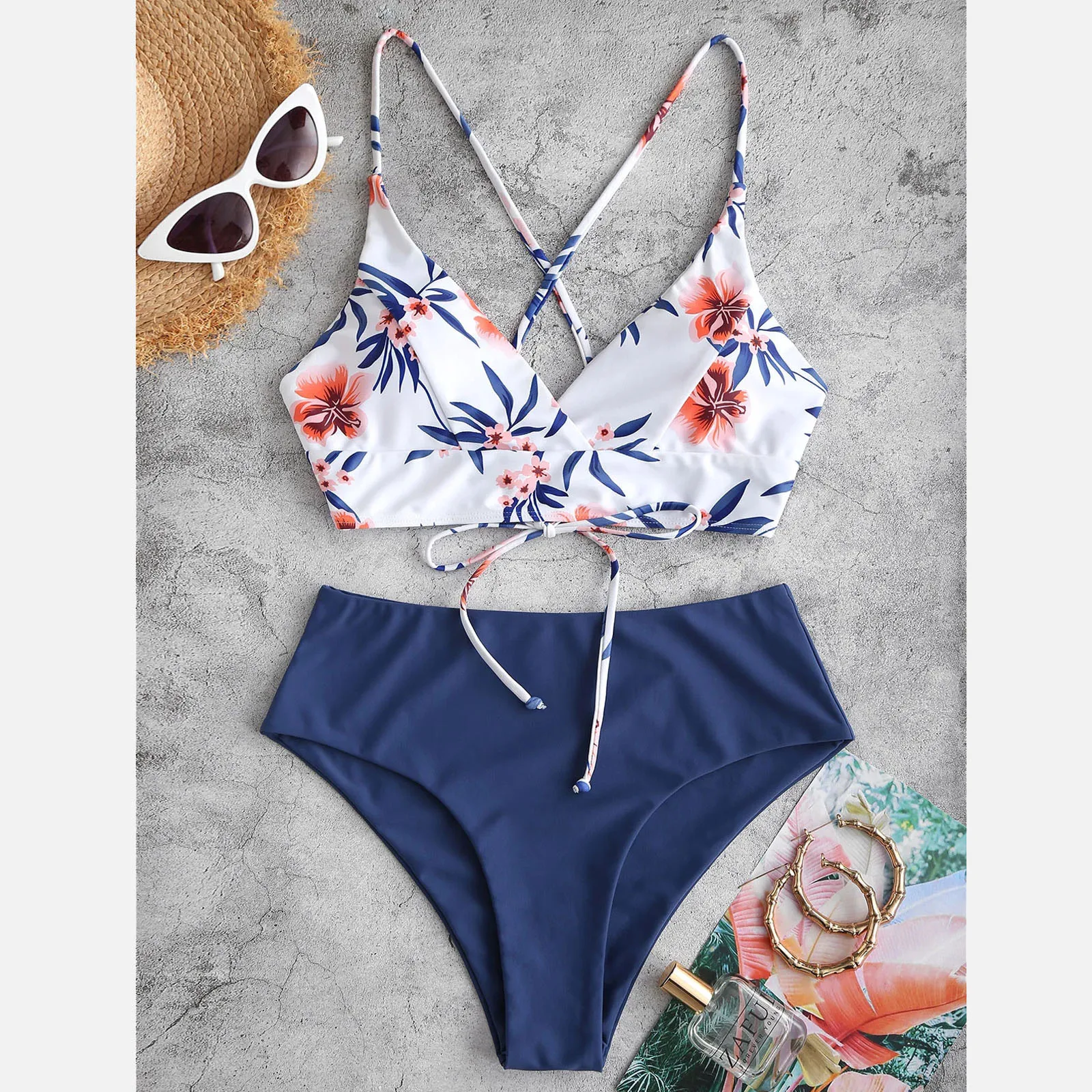 Two Piece Swimsuit Bikini Women 2022 Summer Beach Wear Suit Female Flower Print Split Sets New Ladies Swimming Suit Dropshipping