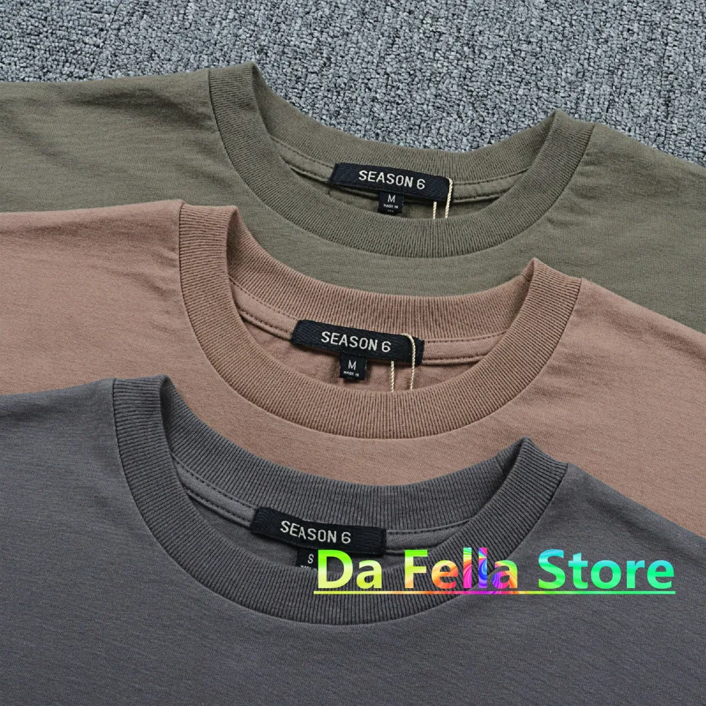 New Season 6 T-shirt Heavy Fabric Kanye West T-shirts 2021SS Men Women 1:1 High Quality Cotton Top Tees Inside Tag Calabasas