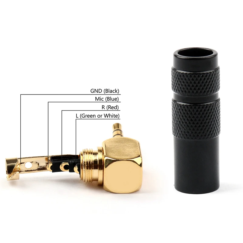 New Arrival 2.5mm 4 Pole TRRS Male Plug Jack Gold Plated 90 Degree Angle Audio Connector Silver Black Connector