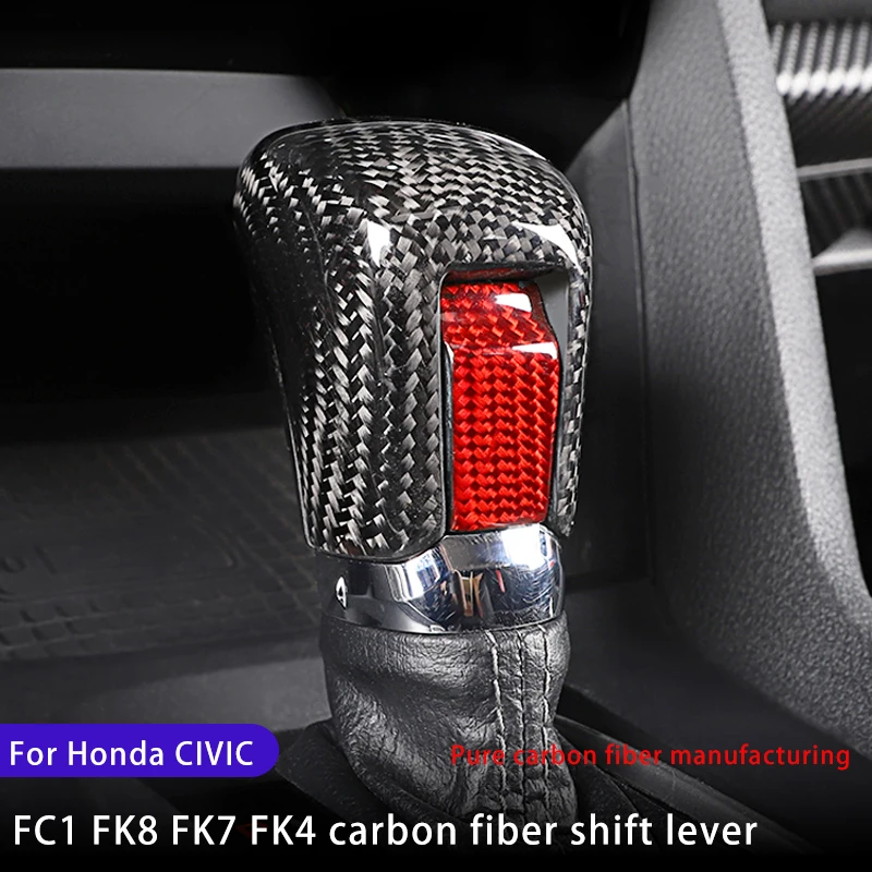 

For Honda 10th Civic Carbon Fiber Gear Shift Lever Civic 2016-2021 FC1 FK4 FK7 FK8 Alcantara Gear Shift Knob Cover