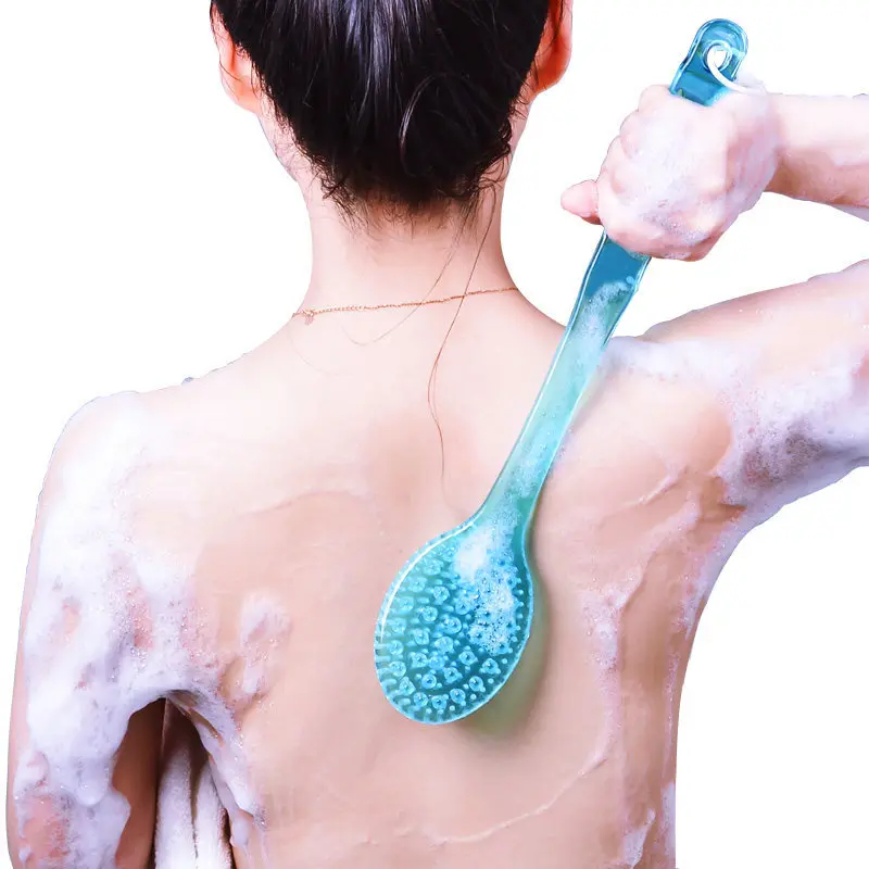 Long Handled Bath Shower Back Brush PET Body Scrubber PS Plastic Massager Skin Cleaning Tool