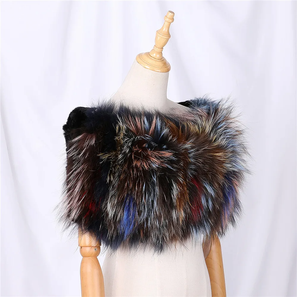 Luxury Genuine Rex Rabbit Fur Knitted Shawl Shoulder Wrap Cape with Fox fur Women Lady Stole Amice