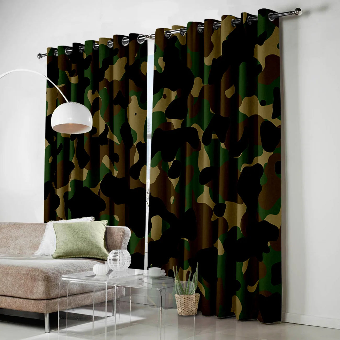 Cortinas camufladas para janelas, cortinas para crianças, painéis para janelas, tratamento de janela