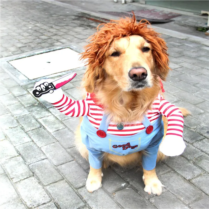 Pet Dog Halloween Clothes Dogs Holding a Knife Halloween Christmas Costume Novelty Funny Pet Cat Party Cosplay Apparel Clothing image 2