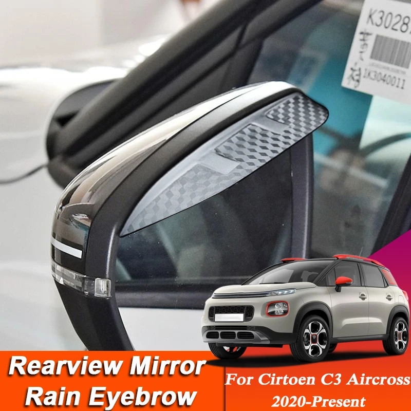 

Car-styling For Citroen C3 Aircross 2020-PresenCarbon Fiber Rearview Mirror Eyebrow Rain Shield Anti-rain Cover External Sticker