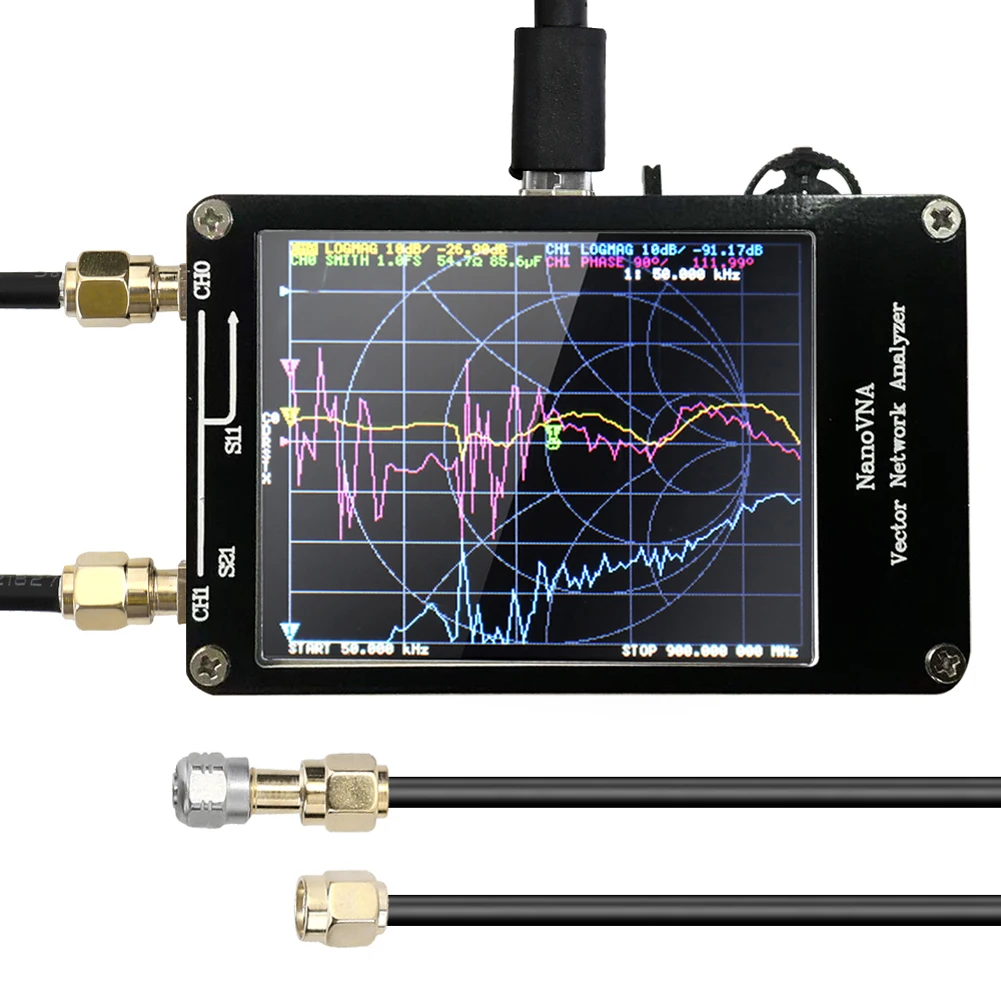 Handheld Vector Network Analyzer 50KHz-900MHz Digital Display Shortwave MF HF VHF Antenna Analyzer Standing Waves