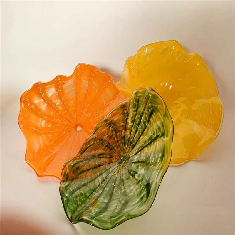 Retro Lamps Hand Blown Glass Plates Wall Decor Art Bowl /Platter Murano Flower House Decoration Living Room