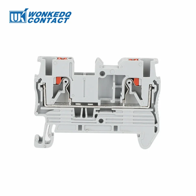 100Pcs PT2.5 Push-In Spring Feed-Through Strip Plug PT-2.5 Wire Electrical Connector DIN Rail Screwless Terminal Block PT 2.5