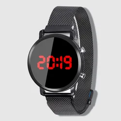 Round LED Watch Men Digital Watches Electronic Clock Men Wristwatch Stainless Steel Women Watches Female Watch Relogio Masculino
