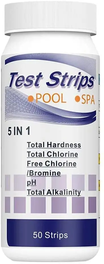 50 Stück Mehrzweck 5 in 1 Chlor PH Teststreifen SPA Schwimmbad Wasser Tester Papier Härte Werkzeug – Detail 1