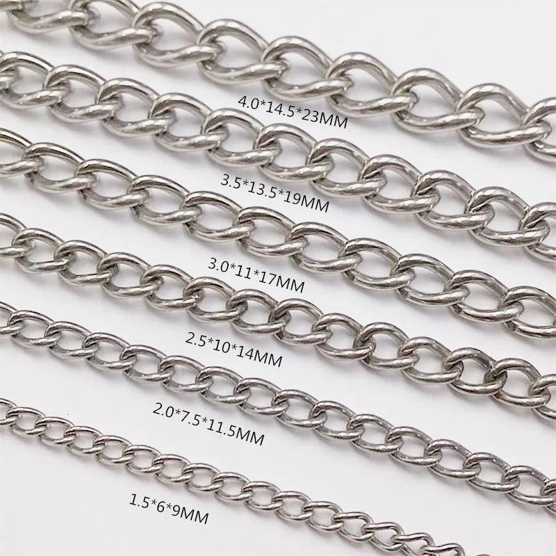 HQ LC02 1.2-4MM Dia Welded SS304 Stainless Steel Twist Link Chain for DIY Bracelets Necklace Jewelry Making Findings Accessory