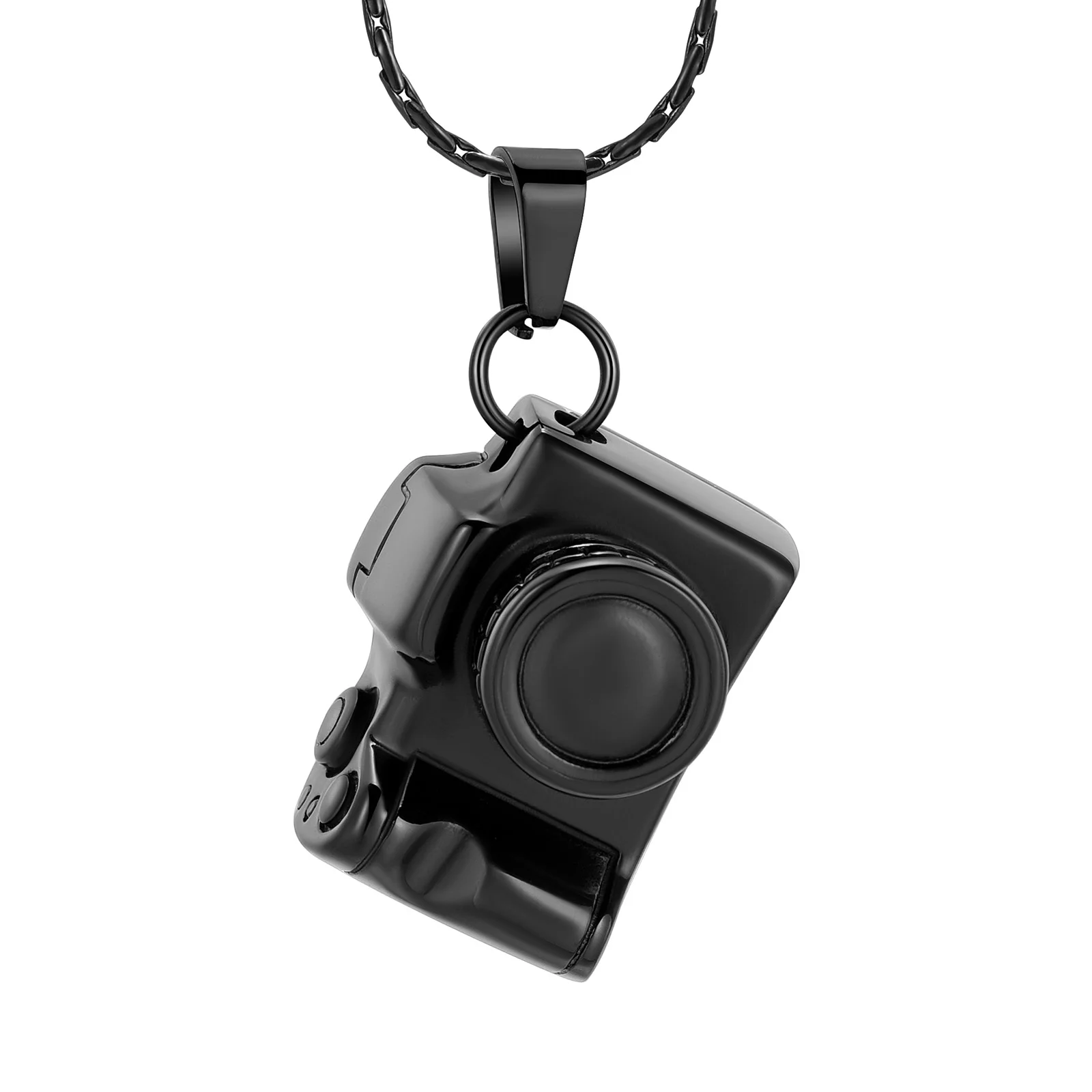 Cremation Memorial Jewelry Stainless Steel Mini Camera Urn Pendant Necklace for Ashes Photographer Ash Holder Keepsake Gift