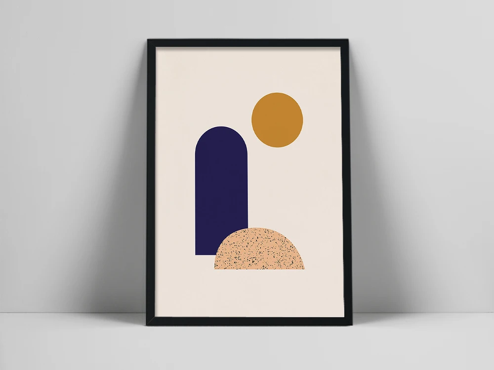 Abstract Color Shapes Art Print | Minimalist Shape Wall Print | Simple Abstract Art | Speckle Pattern Poster | NeutralWhite Fbs