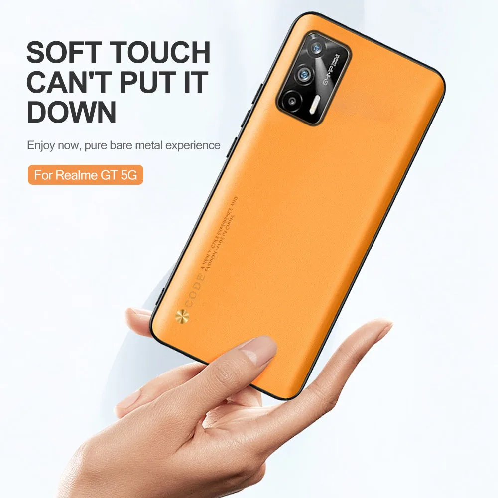 Realme-GT 5G Case Plain Skin Leather Protect Shell On For Realme Realmi GT G T Neo GTNeo RealmeGT 5G TPU Bumper Shockproof Coque