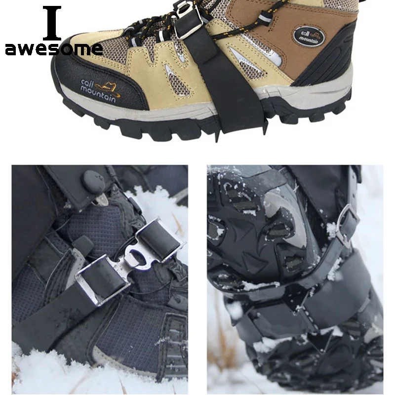 4 stude New ice claw Universal outdoor Safety Anti-Skid Snow Ice Climbing Shoe Spikes Grips Crampons Cleats Overshoes Traction