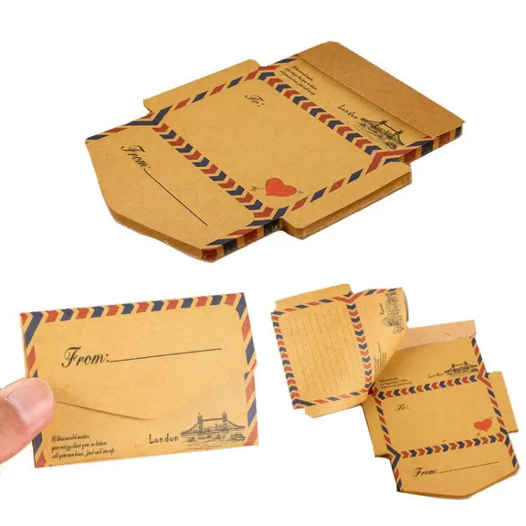 Sharkbang New Arrival 45 Sheets Vintage Creative Foldable Kraft Envelope Memo Pad Notes Message Paper Card Paperlaria Stationery