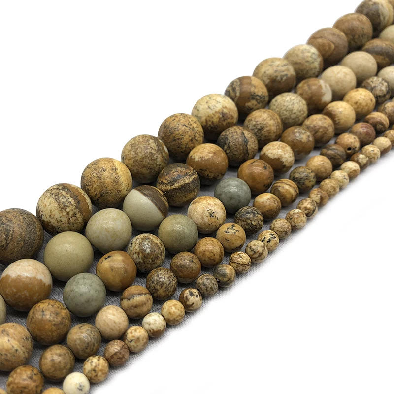 Natural  Picture Jaspers Stone Round Beads 15\