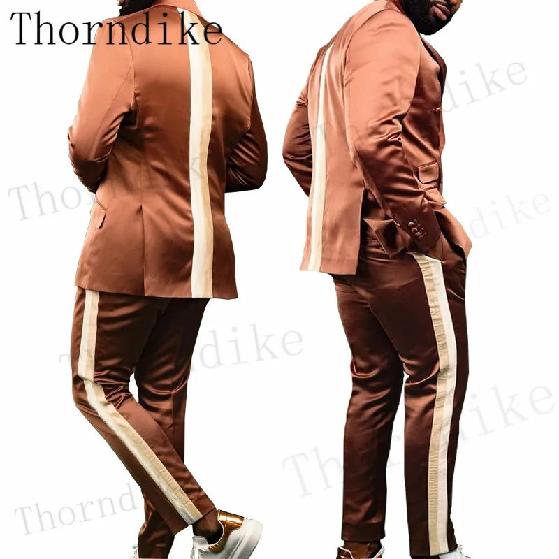 Thorndike Customized (Blazer+Pants) Men's Suit 2 Pieces Double-Breasted Peaked Lapel Flat Slim Fit Casual Tuxedos   T1297