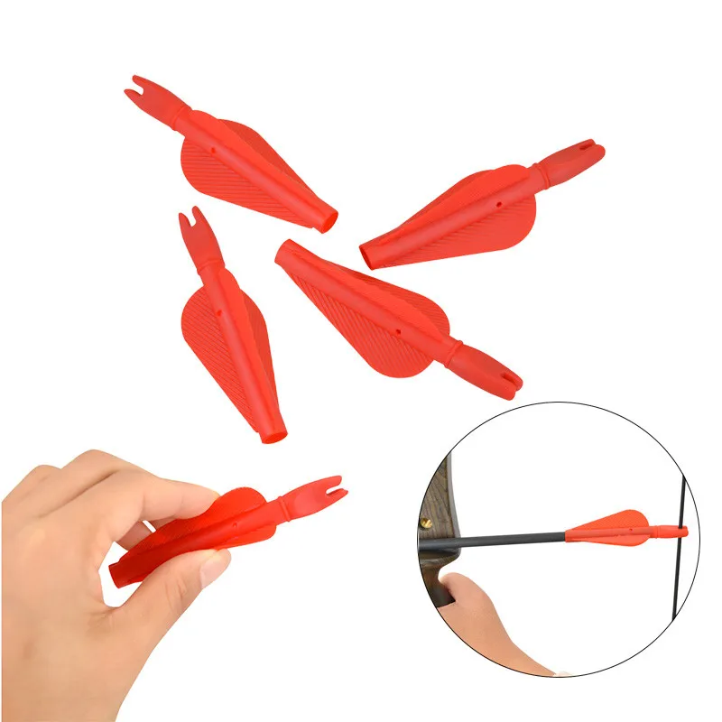 12/24/48pcs Archery Arrow Nocks and Feather Siamese Coat High Quanlity Plastic Feathers Fit OD 8mm Fiberglass Wood Arrow Shaft