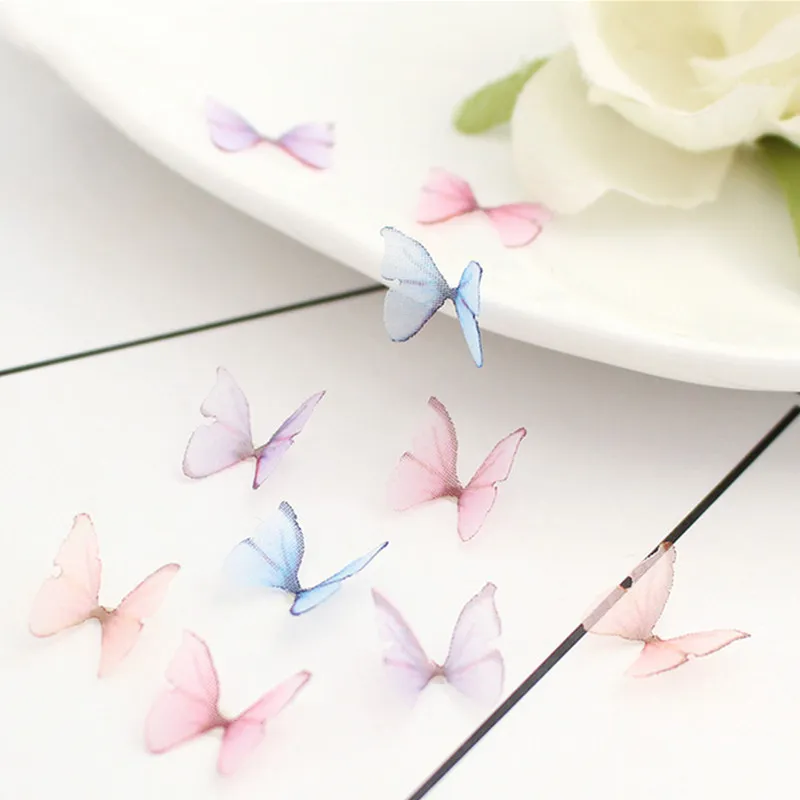 20PCS Super Mini Chiffon Tulle Butterfly Wings Decorative Accessories DIY Earring Necklace Handmade Ornament Nail Arts Crafts