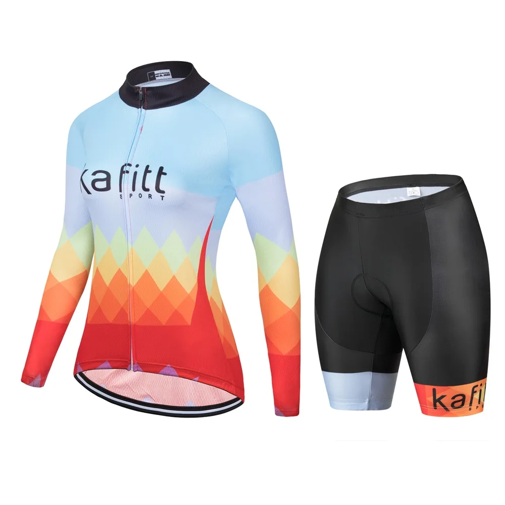 Kafitt Bicycle Shorts Women Cycling Jersey Summer Cycling Shirt Long Sleeve Female Quick Dry Bicycle Clothing Pro Team Equipment