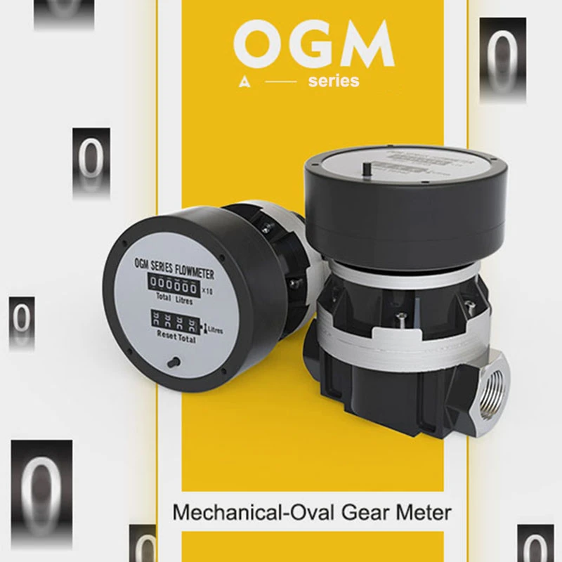 OGM mechanical gear flow meter digital fuel gauge high precision1.5inch 1 2 inch internal thread diesel turbine liquid flowmeter