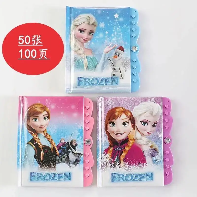 Disney Frozen diary cartoon color page with key password lock book student writing notes boy girl notepad learning cute gift