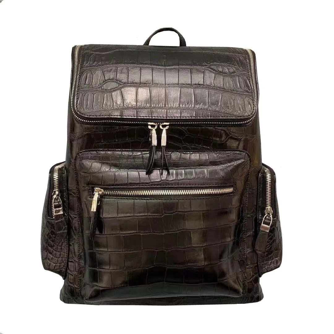 fanzunxing new arrival men backpack men crocodile leather bag crocodile double shoulder bag for male