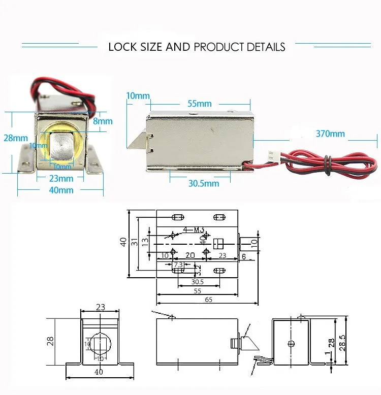 DC 12V 0.8A Electronic  Small Cabinet Lock  Long Time Power Inclined  Spring Bolt  Solenoid Latch for Drawers