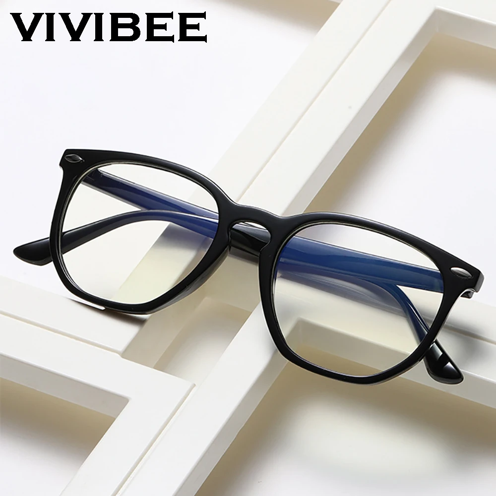 VIVBEE Classic Square Blue Light Blocking Glasses Men 2025 Trending Transparent Frames Computer Unisex Anti Ray Gaming Goggles