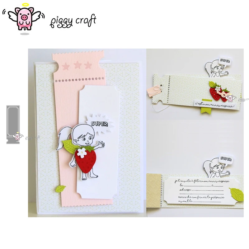 Piggy Craft metal cutting dies cut die mold 2Pcs Note message tag Scrapbook paper craft knife mould blade punch stencils dies