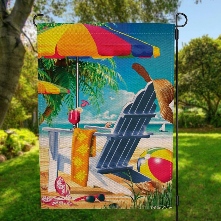 Двусторонний праздничный пляжный садовый флаг, баннер для домашнего декора с ветрозащитной резиновой пробкой и зажимом 12,5 x 18,5 дюймов, 32x47 см