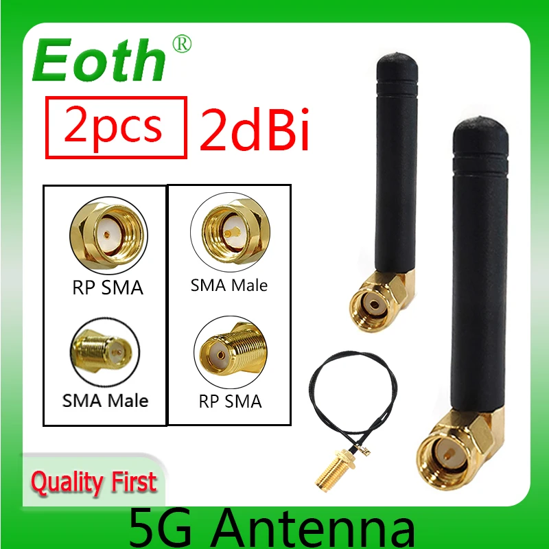 EOTH 5g 안테나 2 3dbi sma 남성 wlan wifi 5ghz antene SMA 여성 피그 테일 연장 케이블 pbx iot 모듈 antena