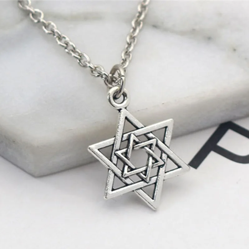 Yungqi Vintage Star of David Necklace Shield Magen Hexagram Six Point Star Amulet Religion Symbol Israel Pendant Jewish Jewelry