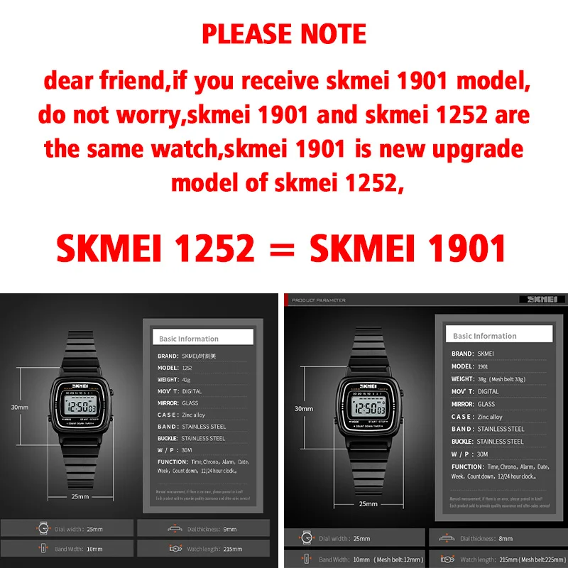 SKMEI-Montre-bracelet numérique étanche à petit cadran pour femme, montre de sport à la mode, montres pour femme, grandes marques, luxe, 3 bars