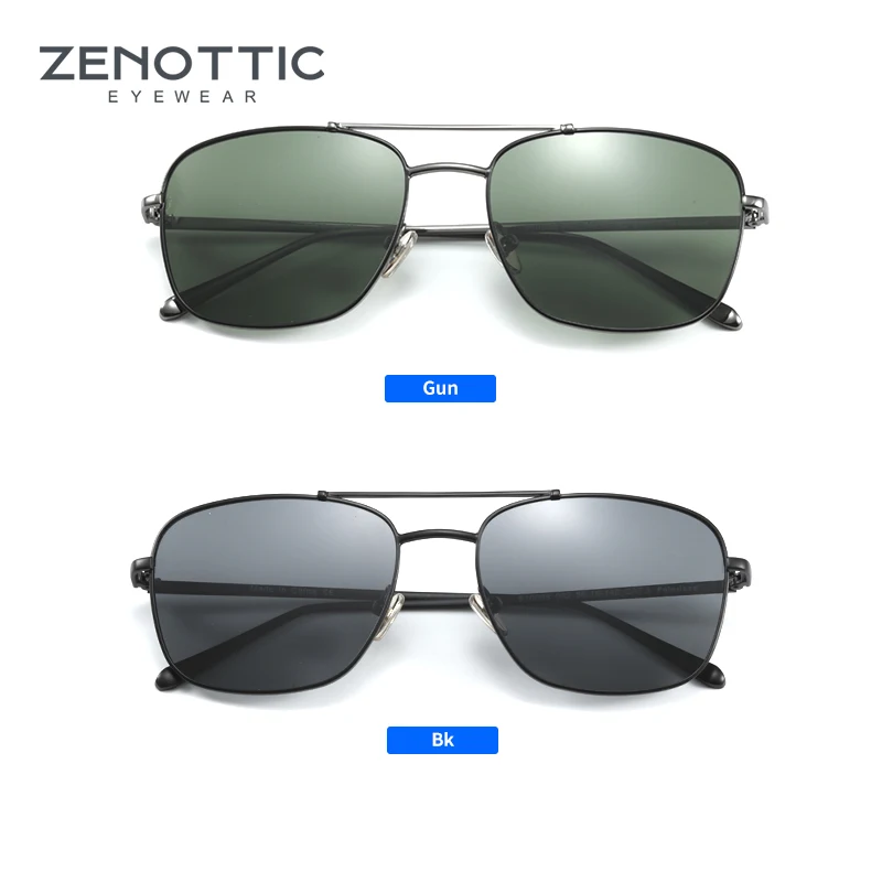 ZENOTTIC Design Titanium Alloy Sunglasses Vintage Square Polarized Men\'s Sun Glasses Women Pilot Shades Eyewear