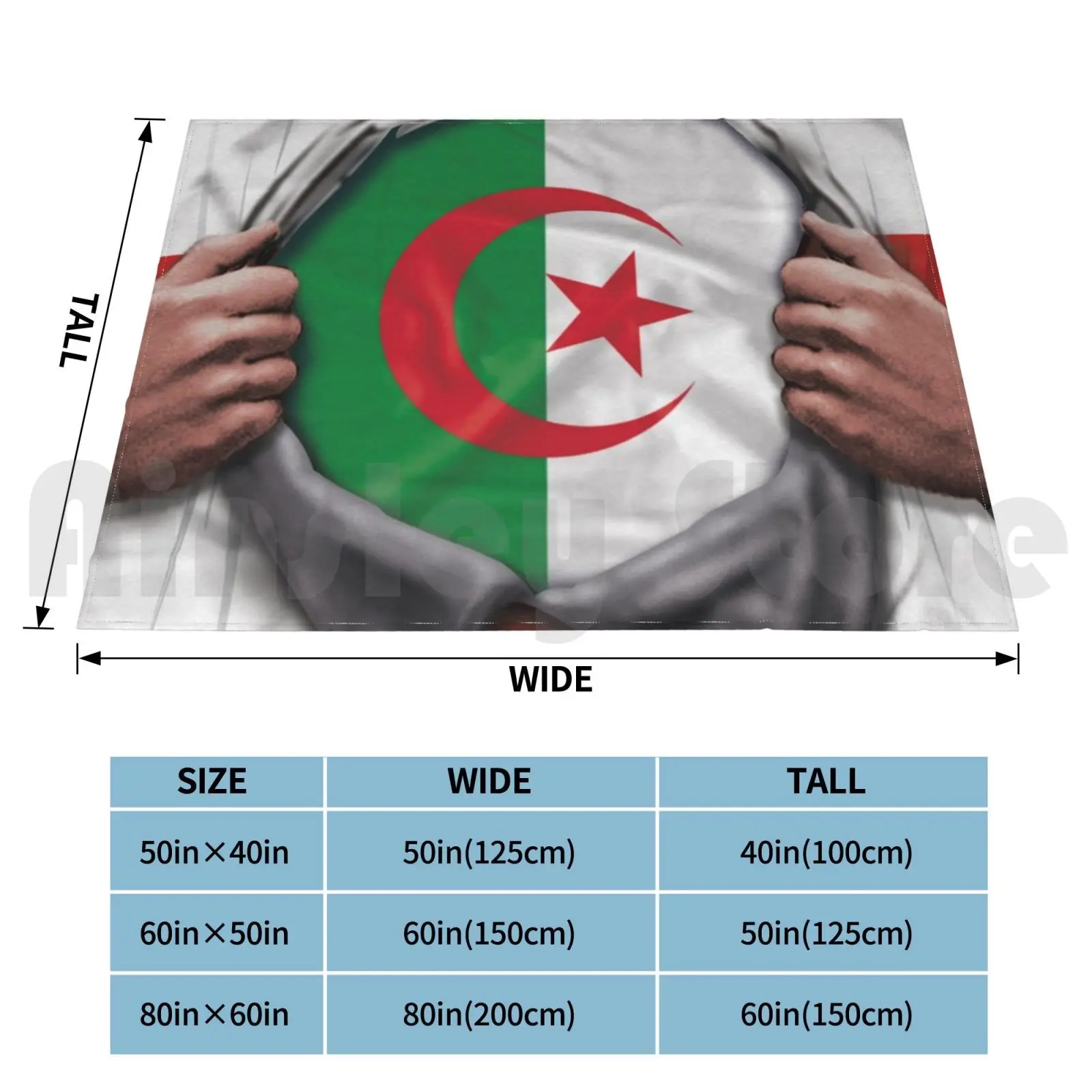 Algeria Flag English Flag Ripped-Gift For Algerian From Algeria Blanket Fashion Custom Algerian Pride Algeria