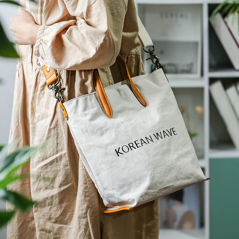 

Korean Style Single Shoulder Messenger Bag Women Canvas Large-capacity Handbag Daily Commute Shopping All-match