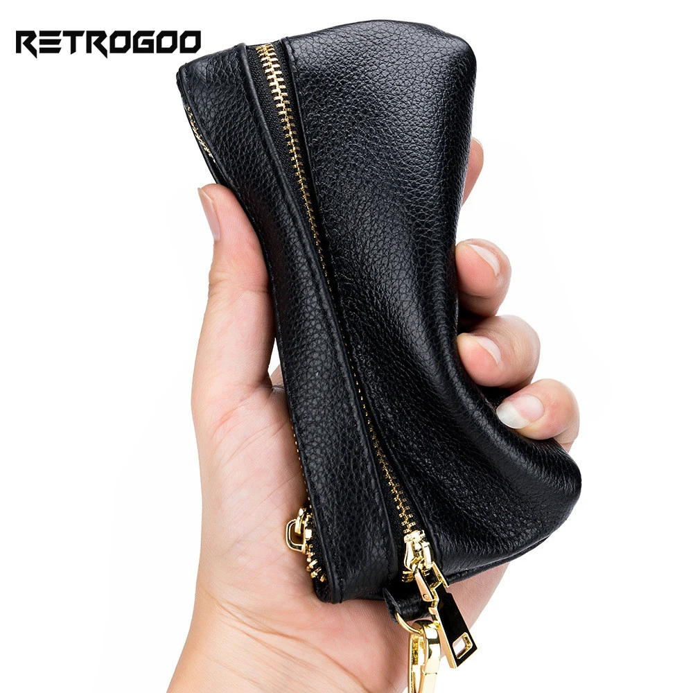 

RETROGOO Brand New Genuine Leather Coin Purse Women Small Wallet Change Purse Money Bag Ultra Slim Zipper Card Holder Clutches